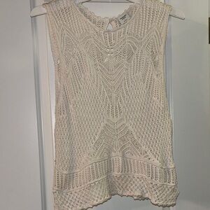 Abercrombie and Fitch Cream crocheted Cropped Tank Top
